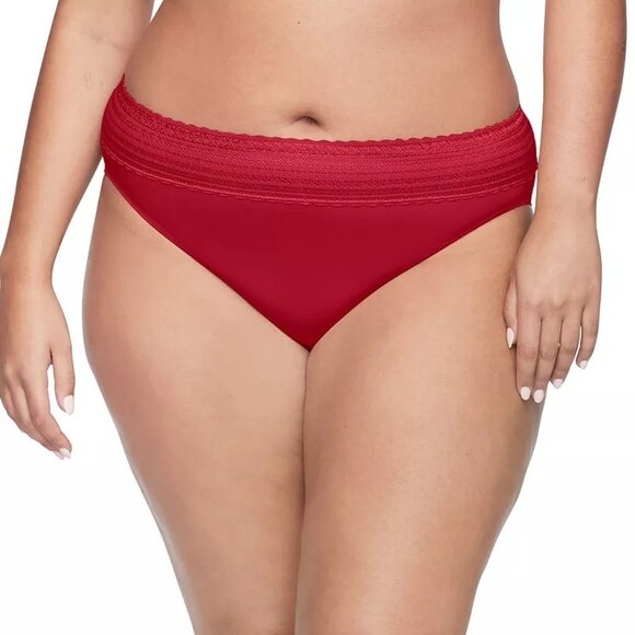 NWT Warners No Pinching No Problems Dig-Free Comfort Lace Hi-Cut Panty Sz L Red - Picture 1 of 5